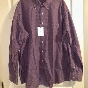 Men's Button Down Shirt XXL Purple Plaid 100%‎ Cotton Made in USA Harrison Lmtd.